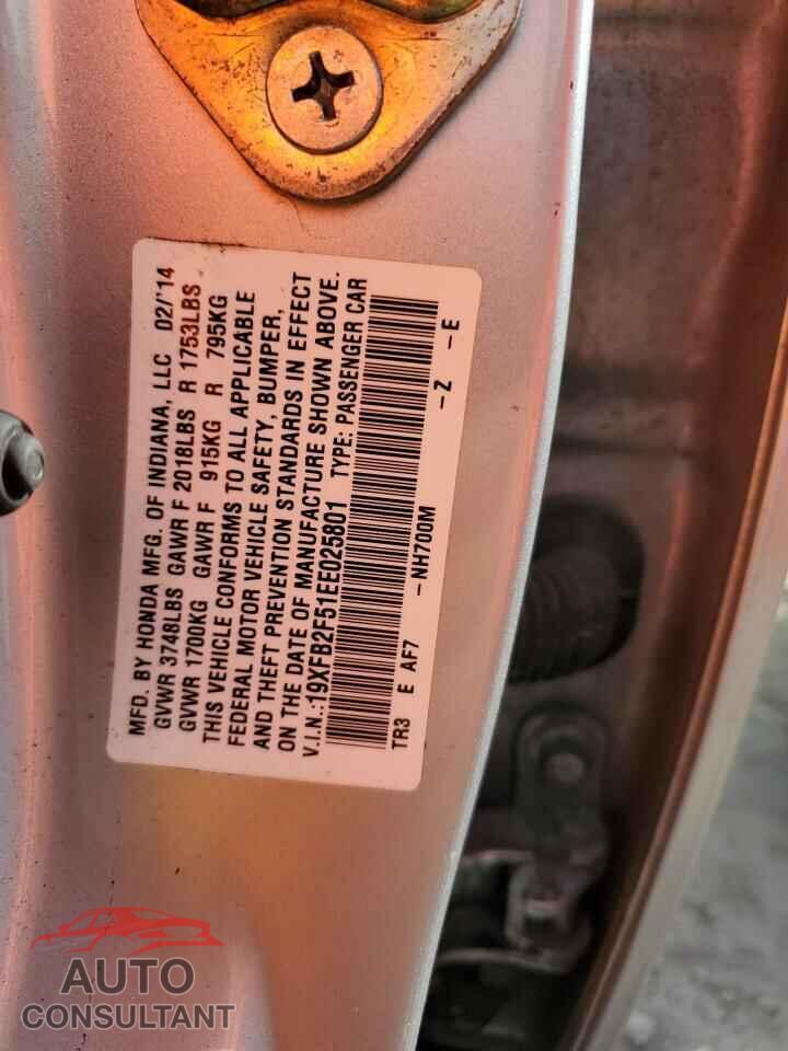 HONDA CIVIC 2014 - 19XFB2F51EE025801
