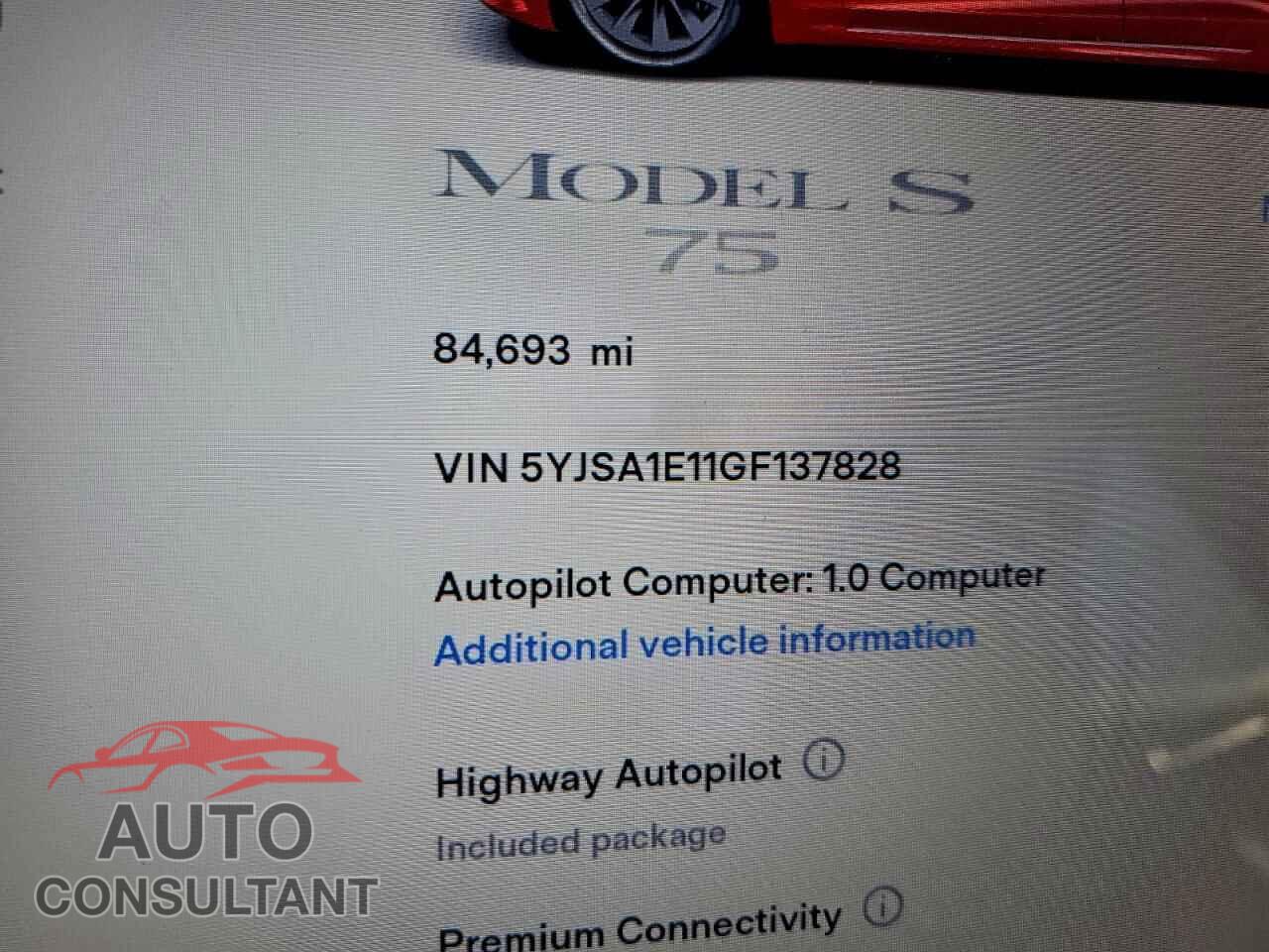 TESLA MODEL S 2016 - 5YJSA1E11GF137828