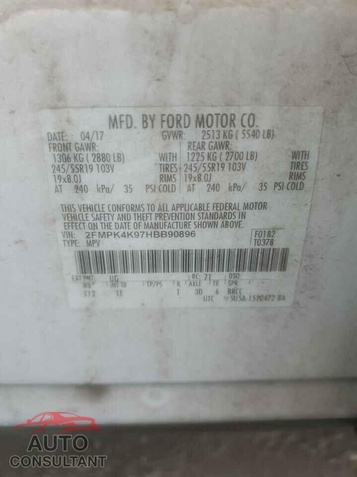 FORD EDGE 2017 - 2FMPK4K97HBB90896