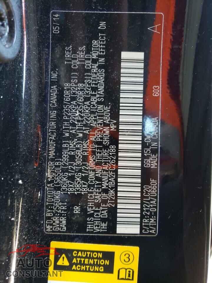 LEXUS RX350 2015 - 2T2BK1BA2FC262188