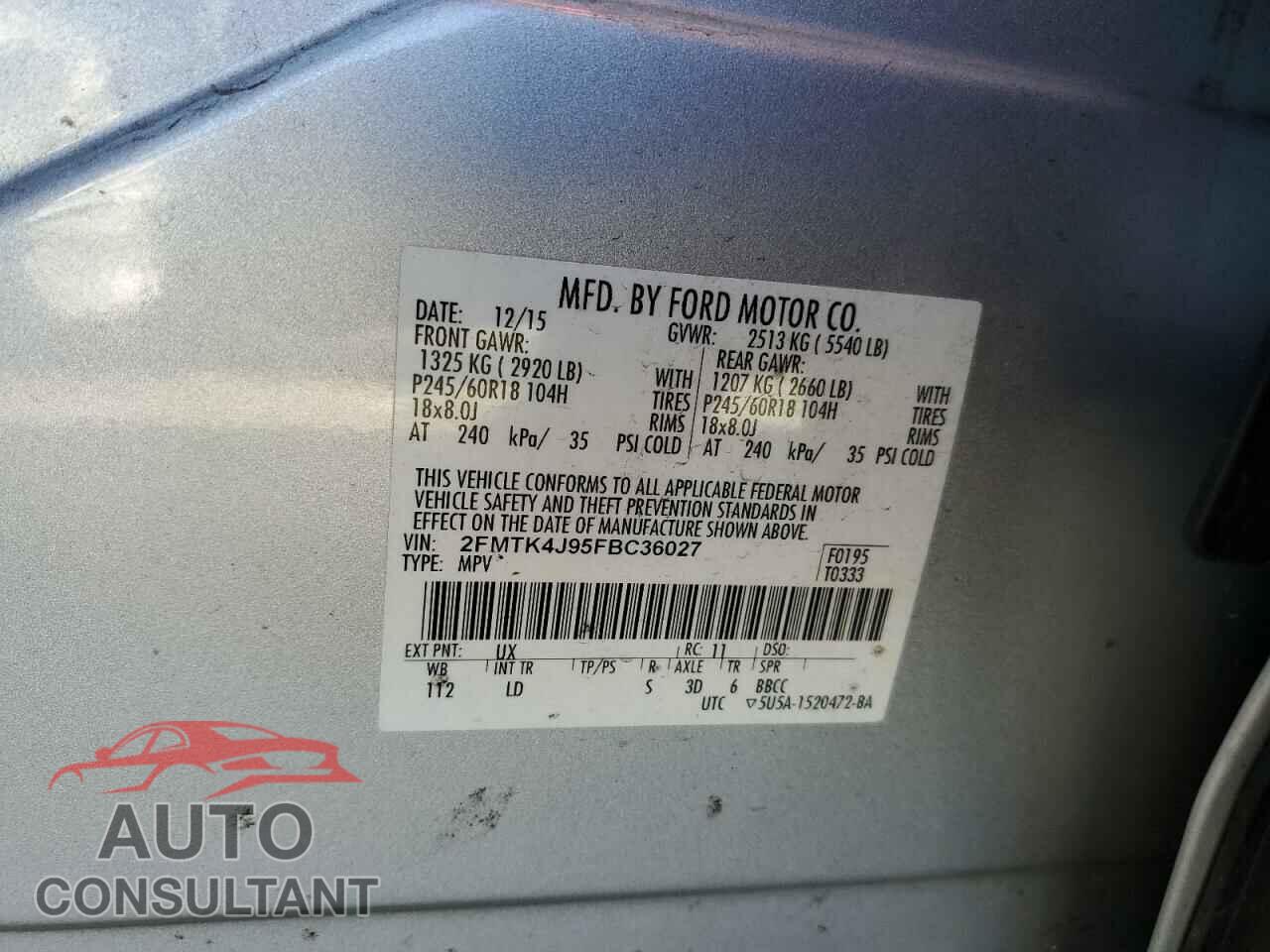 FORD EDGE 2015 - 2FMTK4J95FBC36027