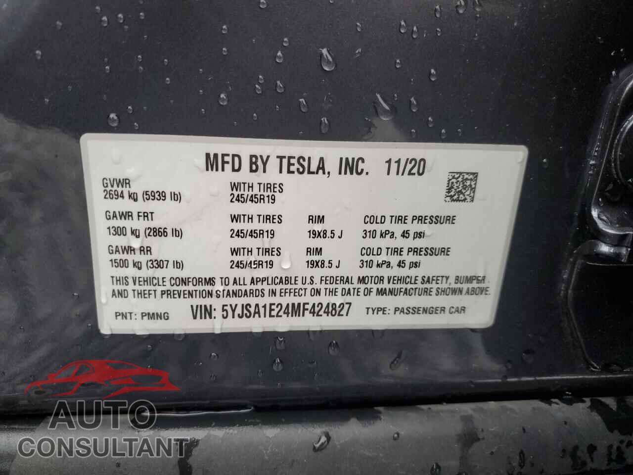 TESLA MODEL S 2021 - 5YJSA1E24MF424827