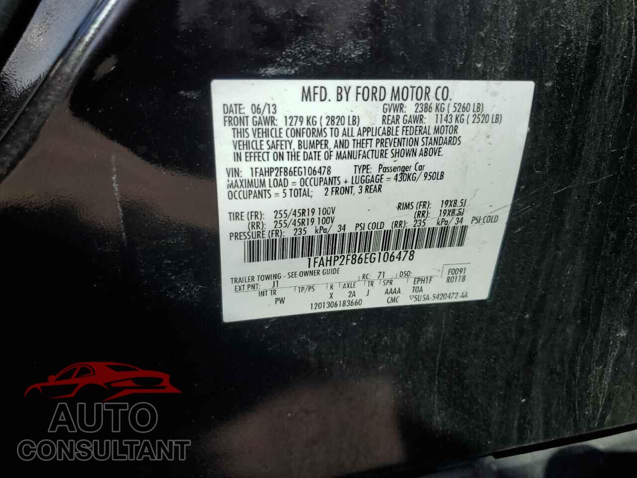 FORD TAURUS 2014 - 1FAHP2F86EG106478