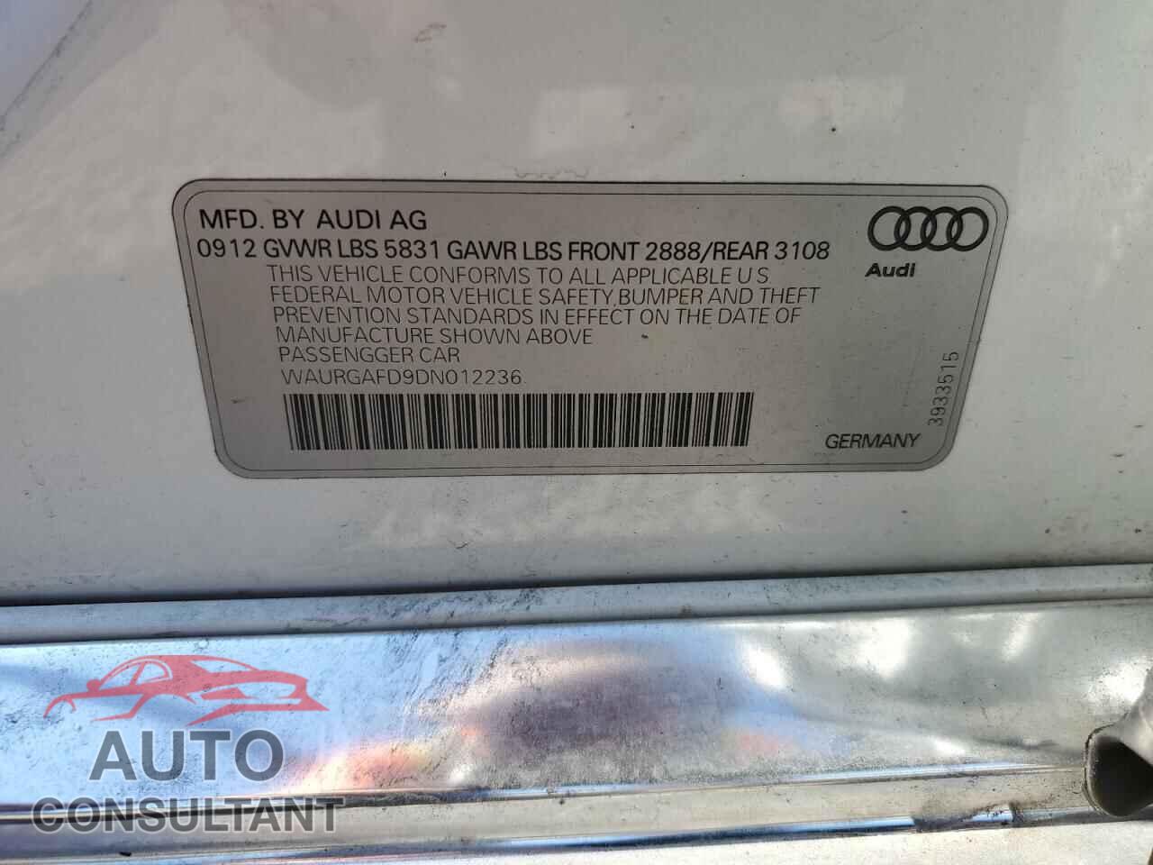 AUDI A8 2013 - WAURGAFD9DN012236