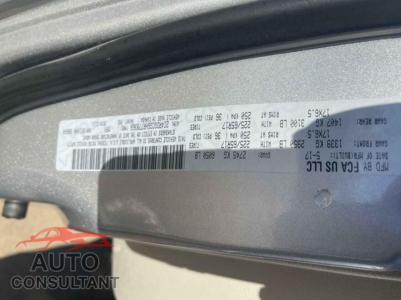 DODGE CARAVAN 2017 - 2C4RDGCG6HR779368