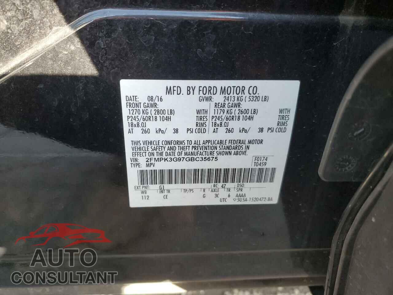 FORD EDGE 2016 - 2FMPK3G97GBC35675