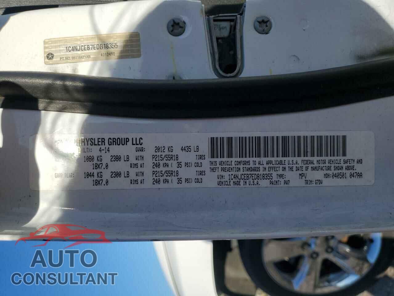 JEEP COMPASS 2014 - 1C4NJCEB7ED818355