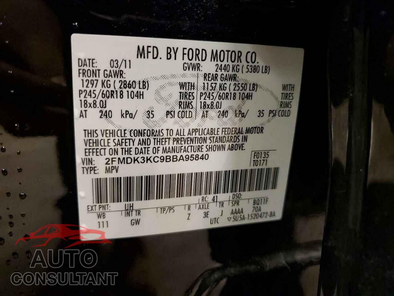 FORD EDGE 2011 - 2FMDK3KC9BBA95840