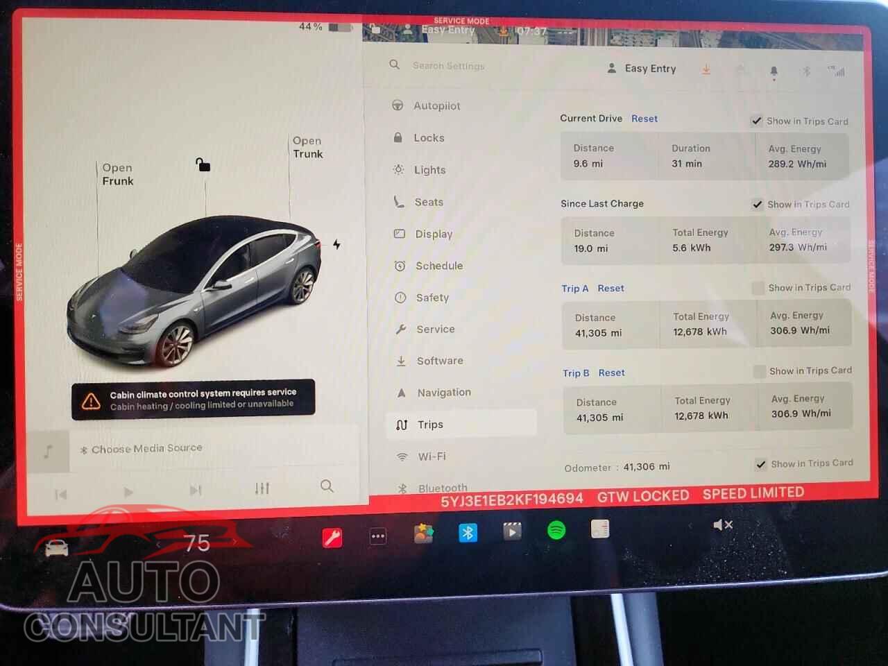TESLA MODEL 3 2019 - 5YJ3E1EB2KF194694