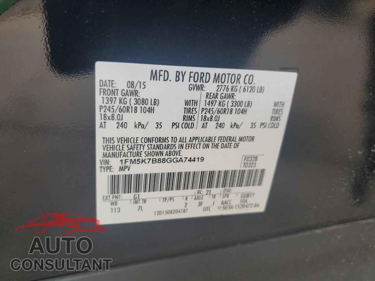 FORD EXPLORER 2016 - 1FM5K7B88GGA74419