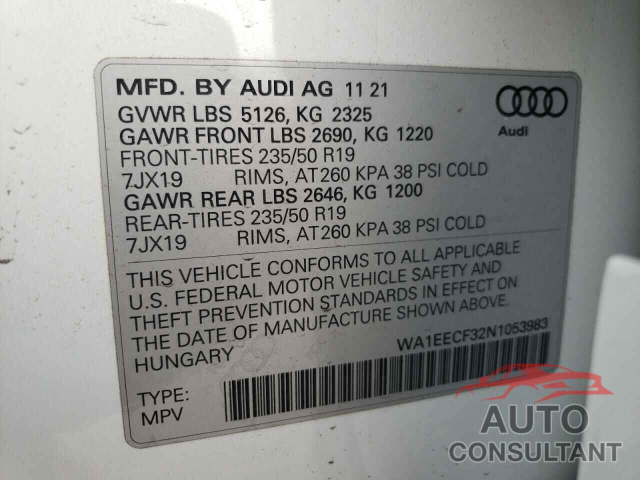 AUDI Q3 2022 - WA1EECF32N1053983