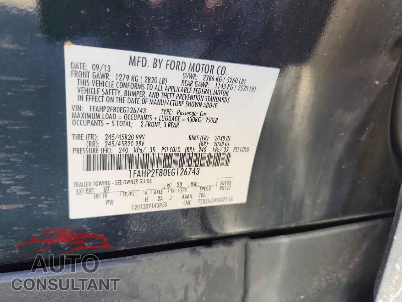 FORD TAURUS 2014 - 1FAHP2F80EG126743