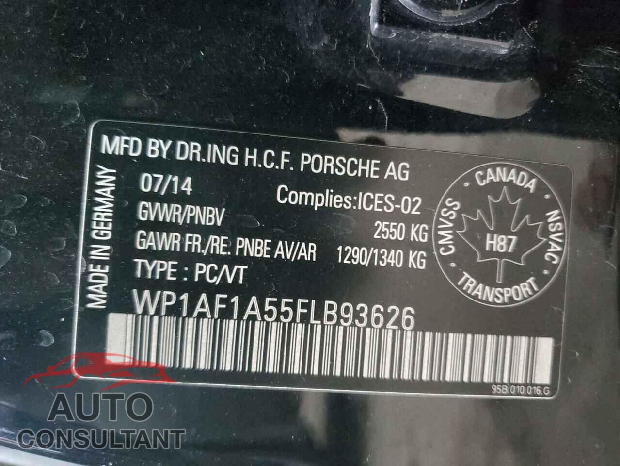 PORSCHE MACAN 2015 - WP1AF1A55FLB93626