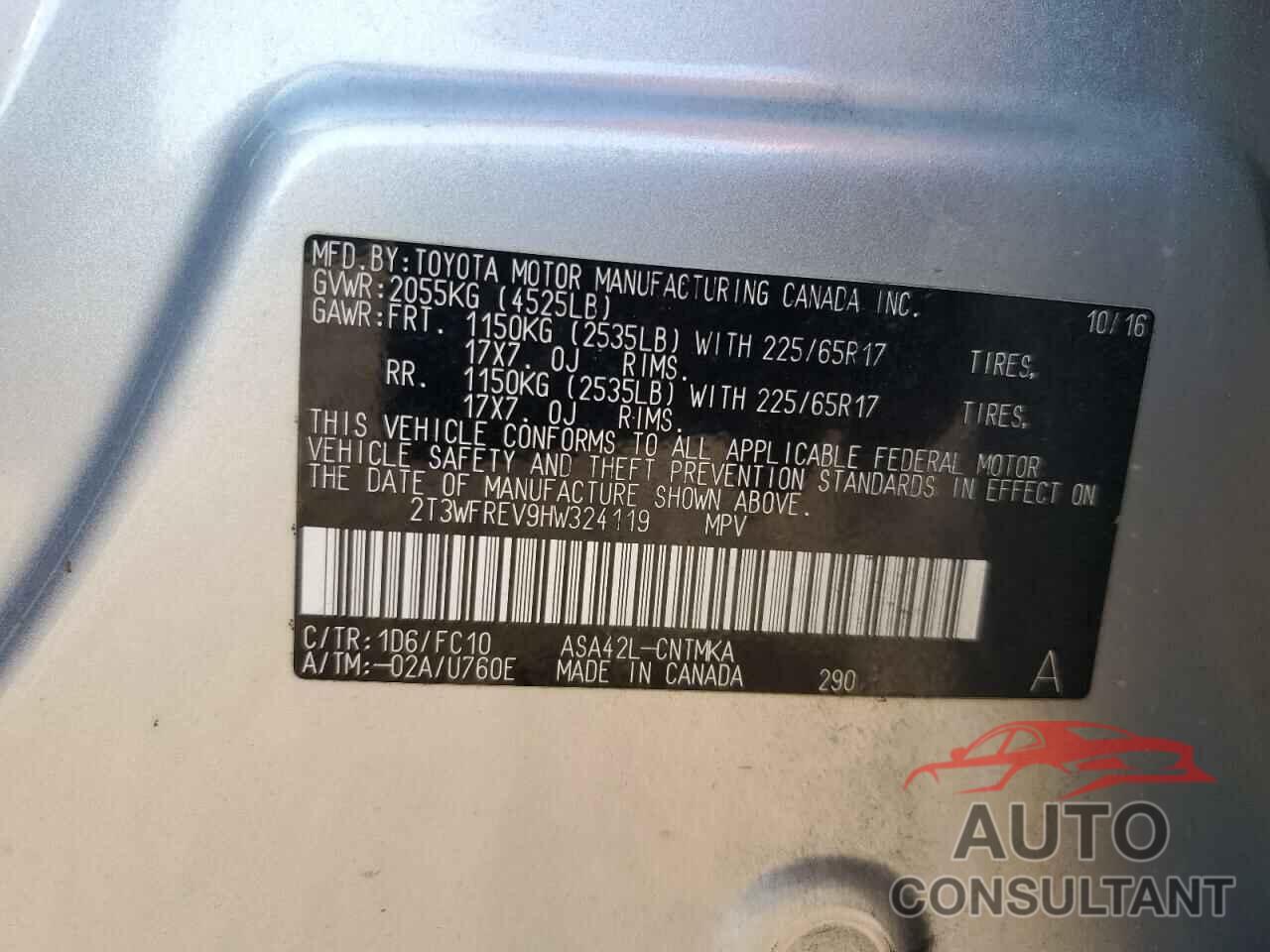 TOYOTA RAV4 2017 - 2T3WFREV9HW324119