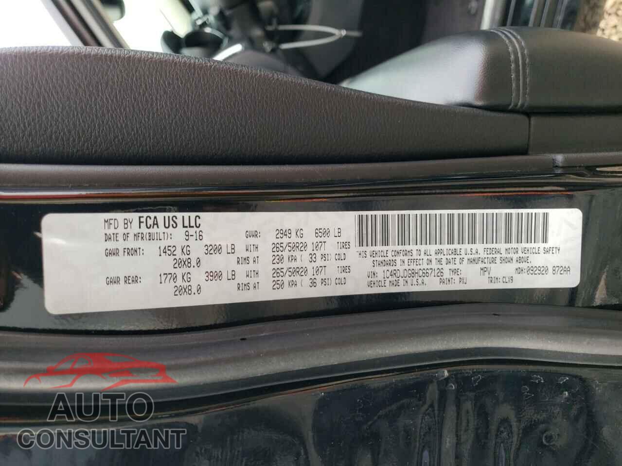 DODGE DURANGO 2017 - 1C4RDJDG8HC667126