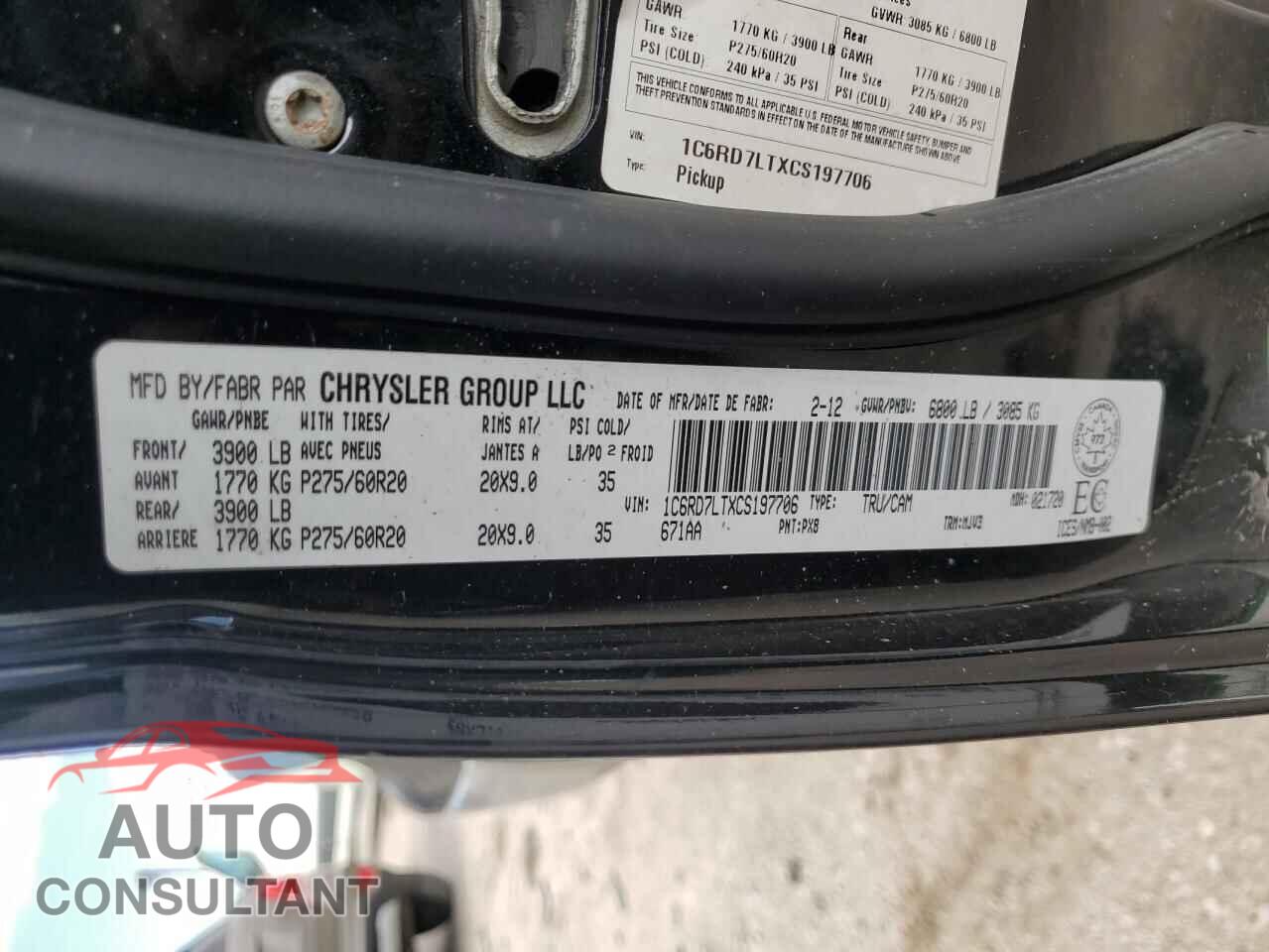 DODGE RAM 1500 2012 - 1C6RD7LTXCS197706