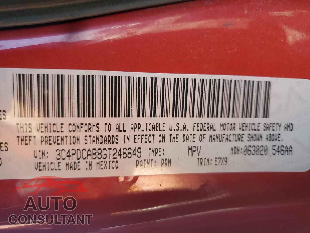 DODGE JOURNEY 2016 - 3C4PDCAB8GT246649