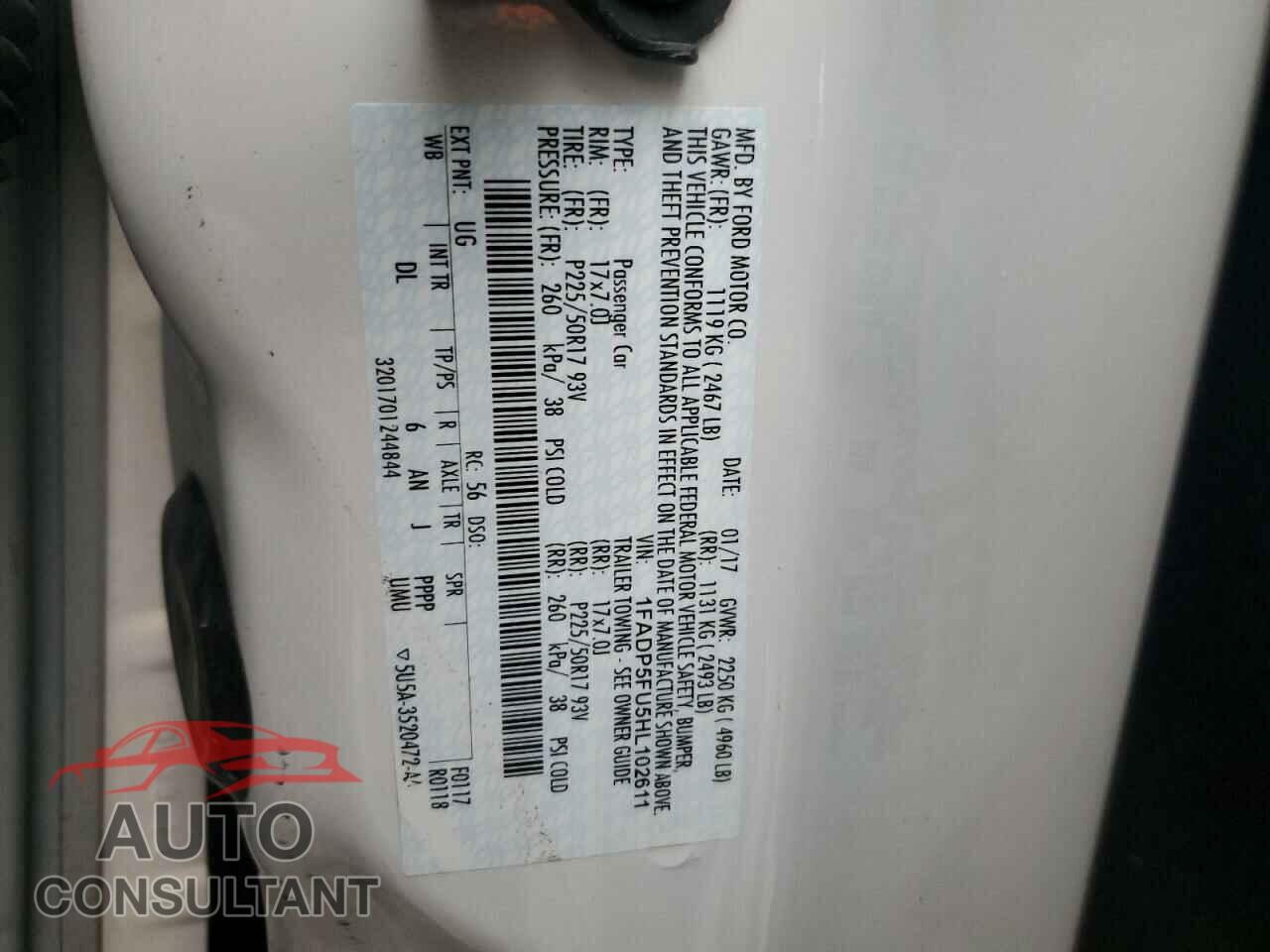 FORD CMAX 2017 - 1FADP5FU5HL102611