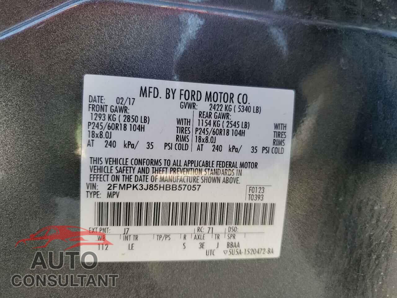 FORD EDGE 2017 - 2FMPK3J85HBB57057