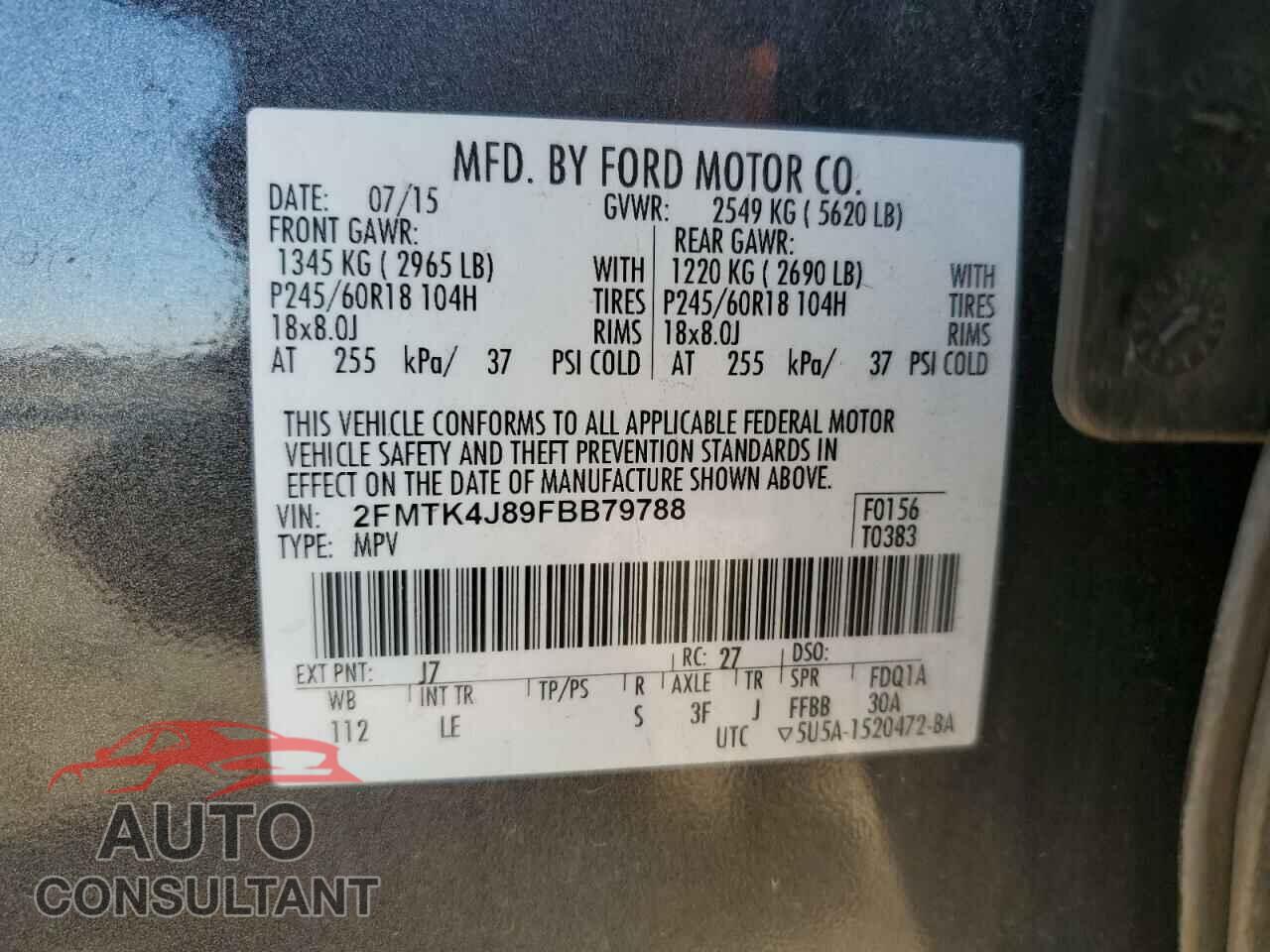 FORD EDGE 2015 - 2FMTK4J89FBB79788