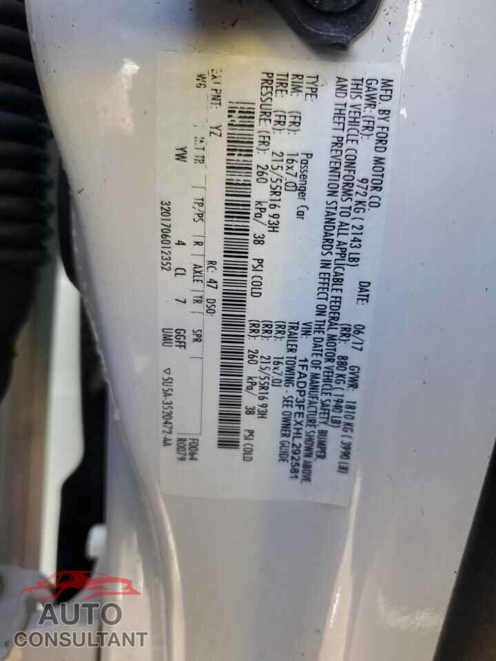 FORD FOCUS 2017 - 1FADP3FEXHL292581