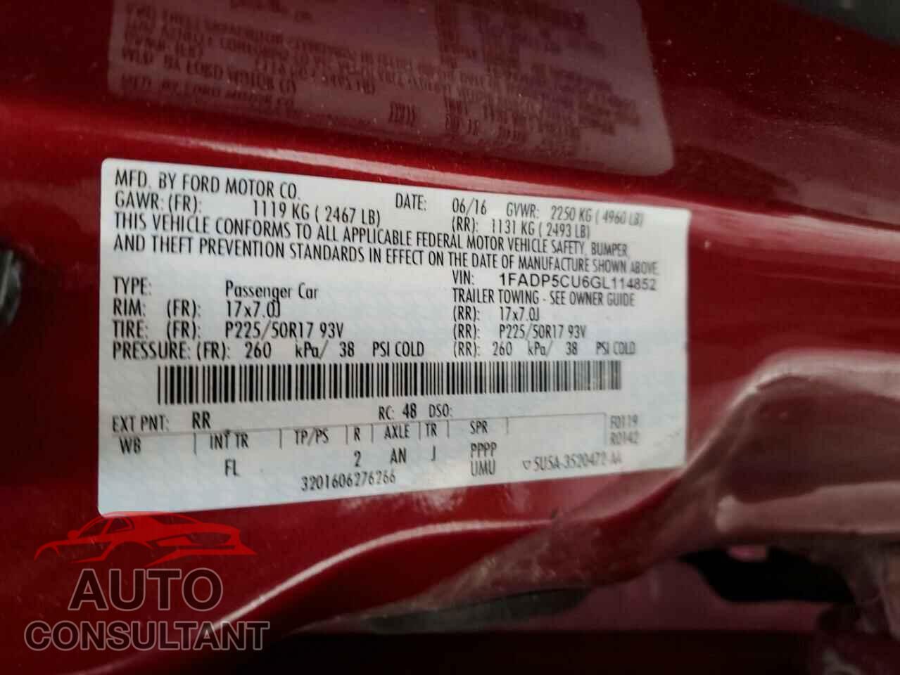 FORD CMAX 2016 - 1FADP5CU6GL114852