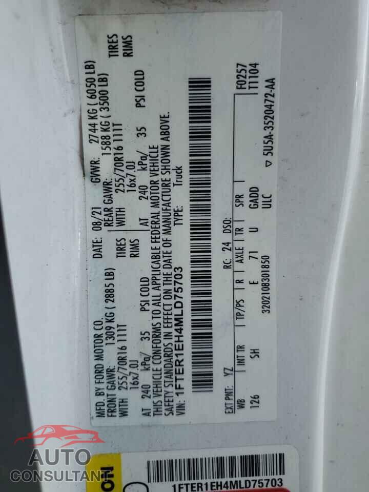 FORD RANGER 2021 - 1FTER1EH4MLD75703