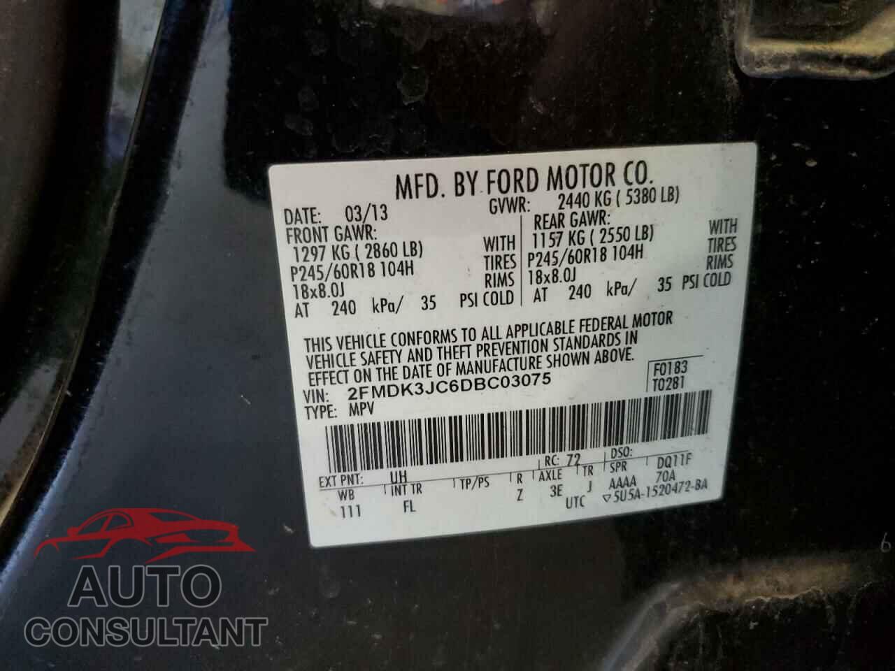FORD EDGE 2013 - 2FMDK3JC6DBC03075