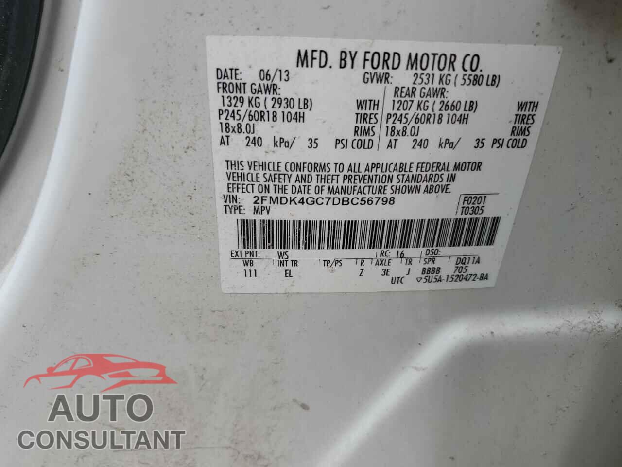 FORD EDGE 2013 - 2FMDK4GC7DBC56798