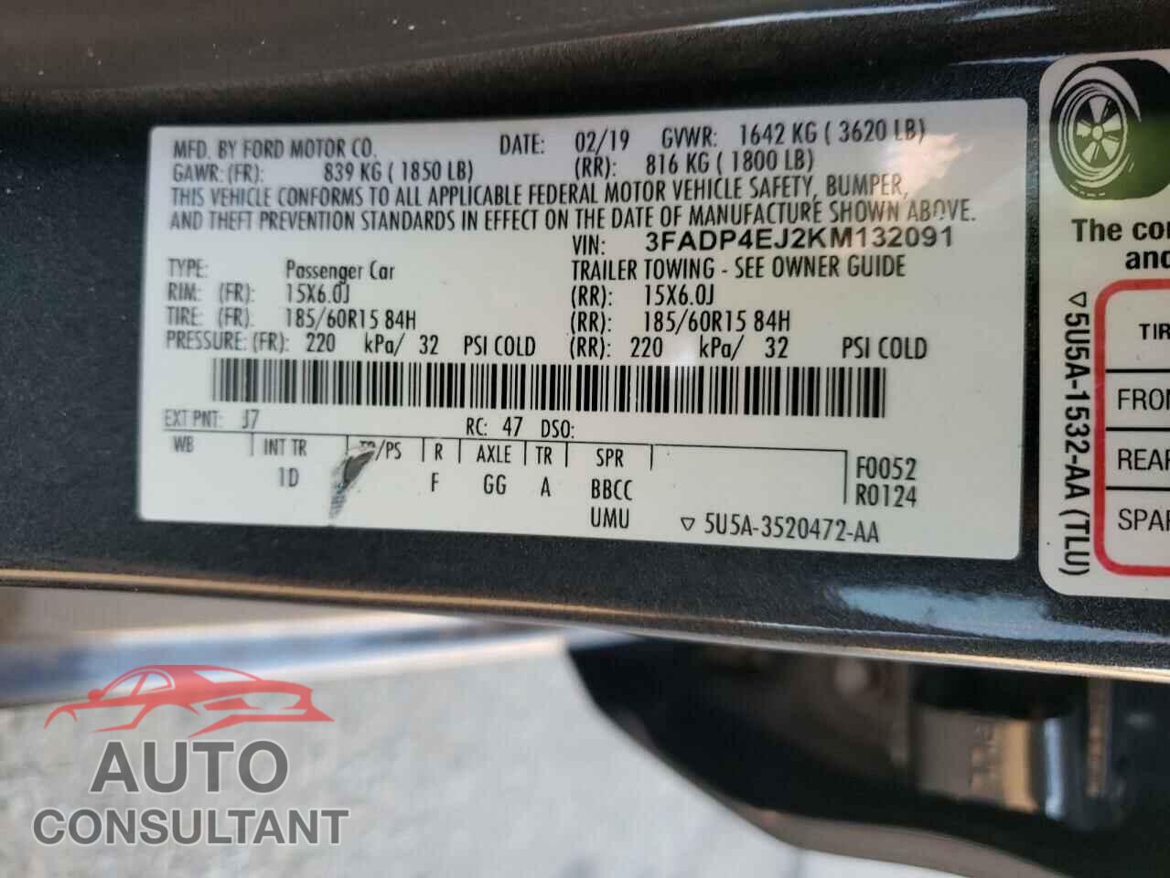 FORD FIESTA 2019 - 3FADP4EJ2KM132091