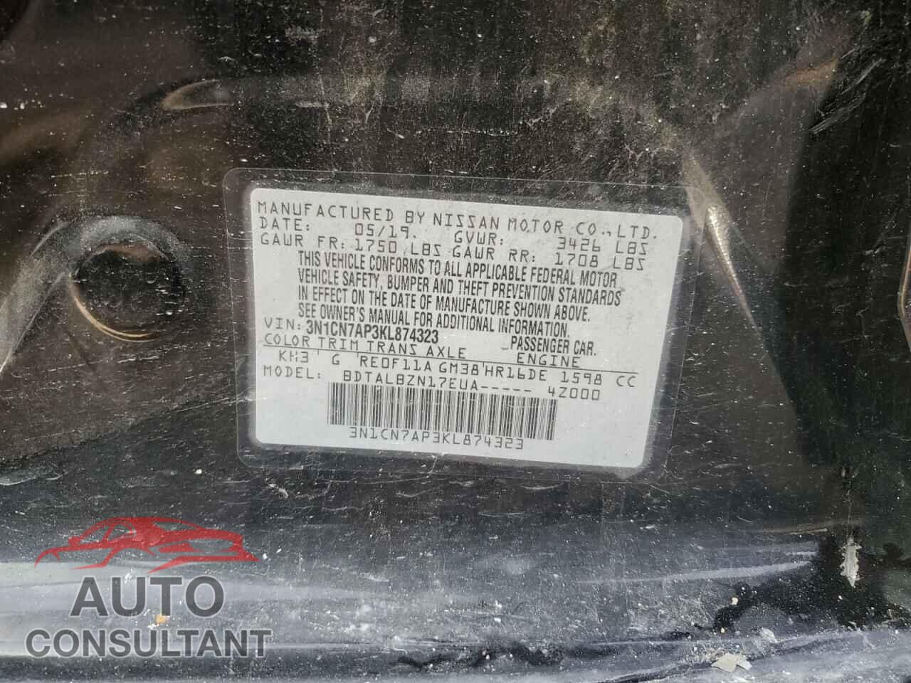 NISSAN VERSA 2019 - 3N1CN7AP3KL874323