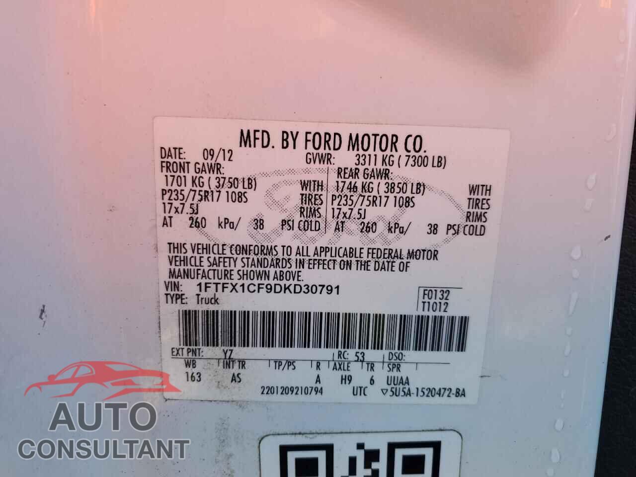 FORD F-150 2013 - 1FTFX1CF9DKD30791
