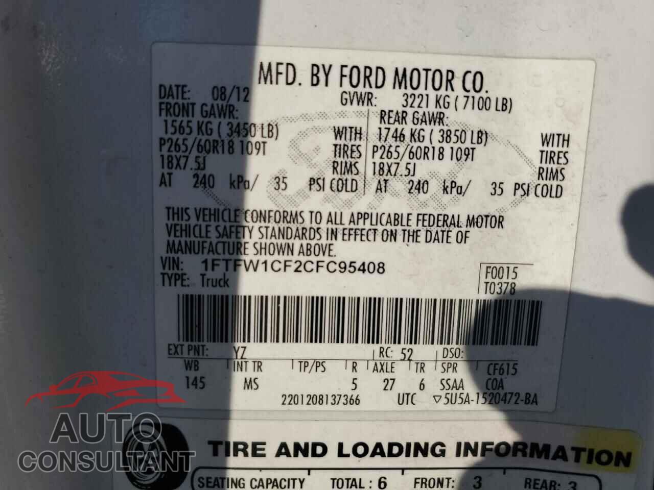 FORD F-150 2012 - 1FTFW1CF2CFC95408