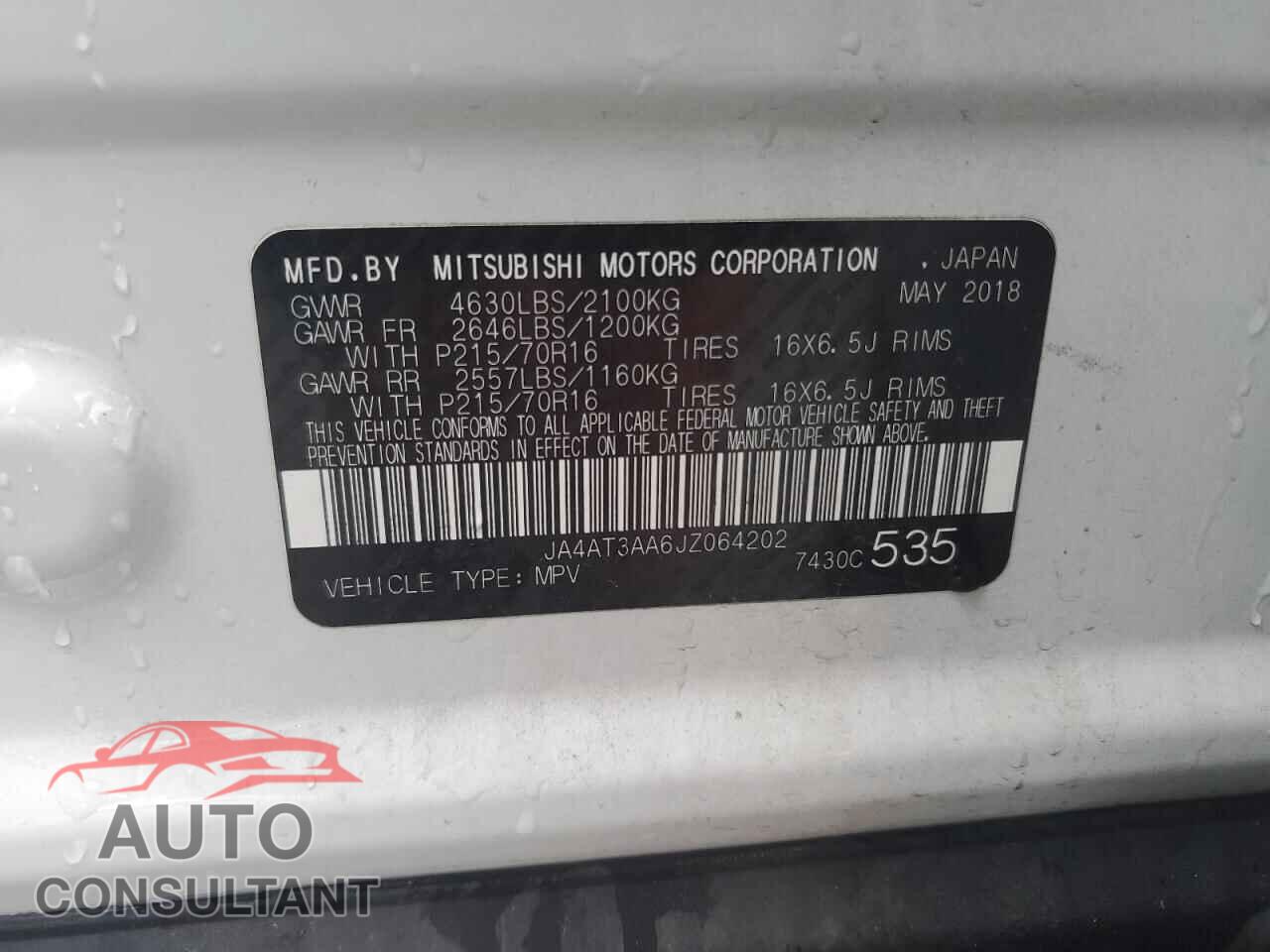 MITSUBISHI ECLIPSE 2018 - JA4AT3AA6JZ064202