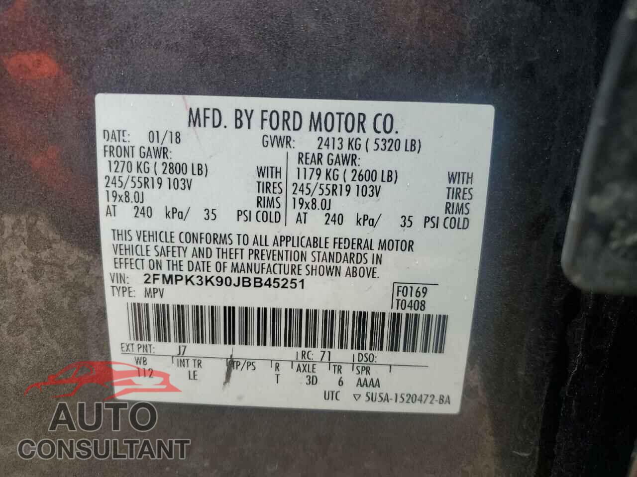FORD EDGE 2018 - 2FMPK3K90JBB45251