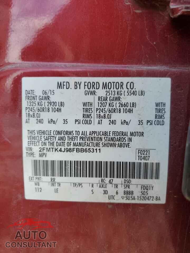 FORD EDGE 2015 - 2FMTK4J98FBB65311