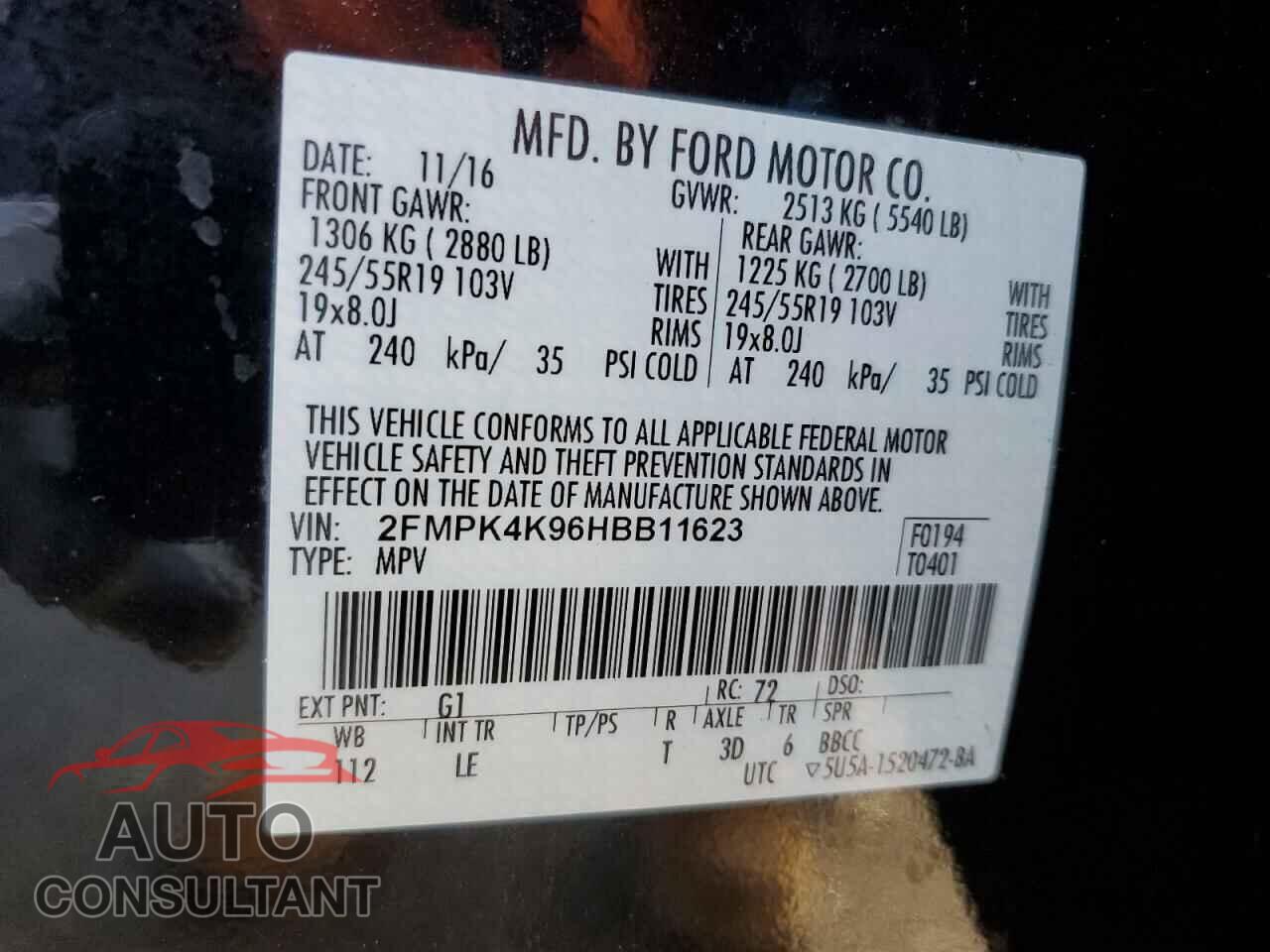 FORD EDGE 2017 - 2FMPK4K96HBB11623