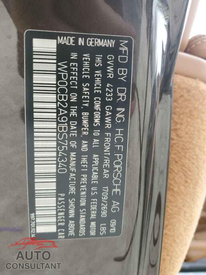 PORSCHE 911 2011 - WP0CB2A91BS754340