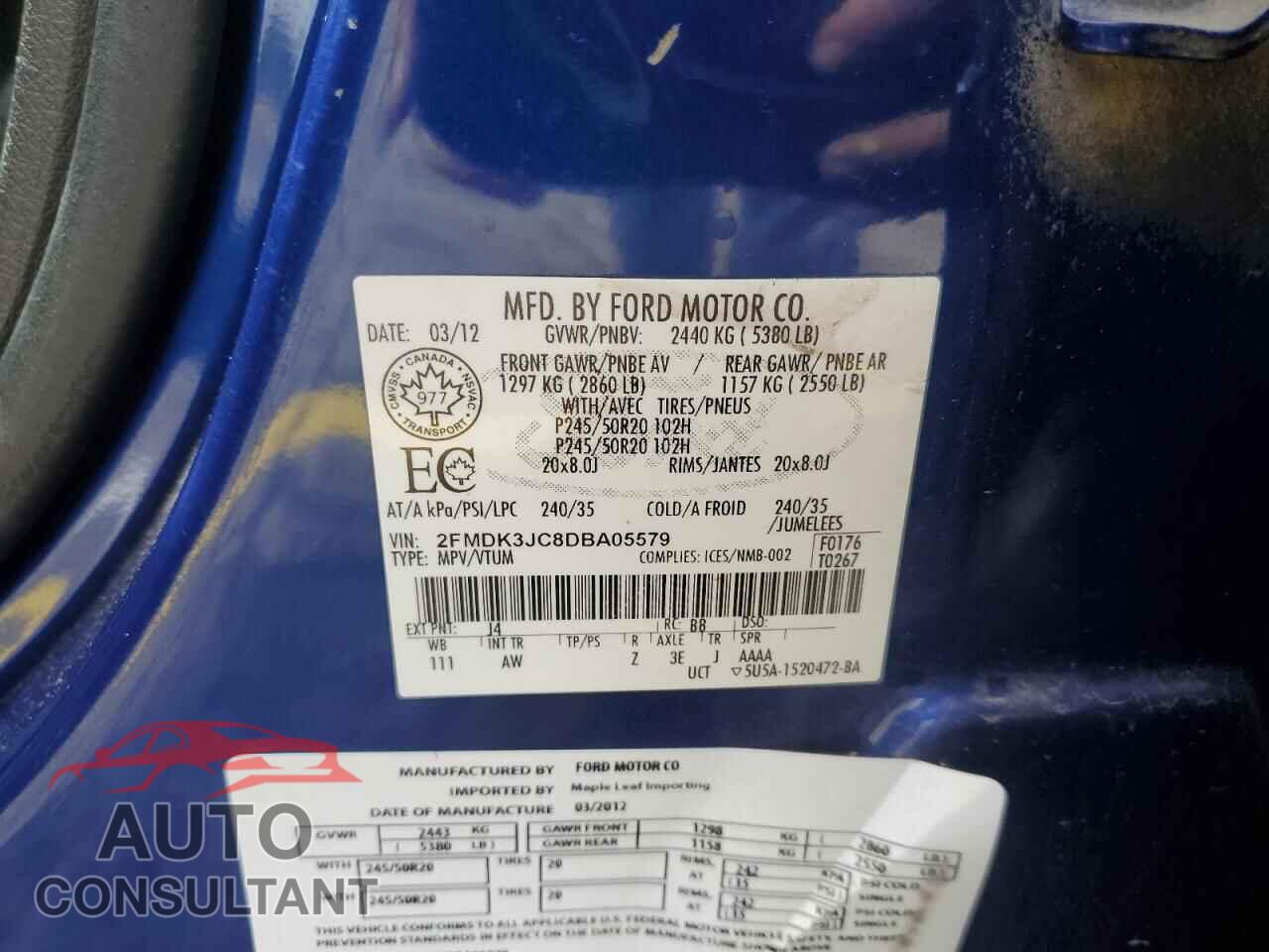 FORD EDGE 2013 - 2FMDK3JC8DBA05579