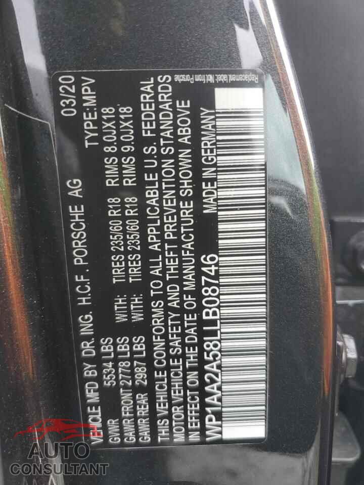 PORSCHE MACAN 2020 - WP1AA2A58LLB08746