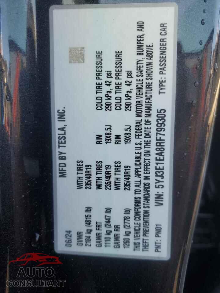 TESLA MODEL 3 2024 - 5YJ3E1EA8RF799305