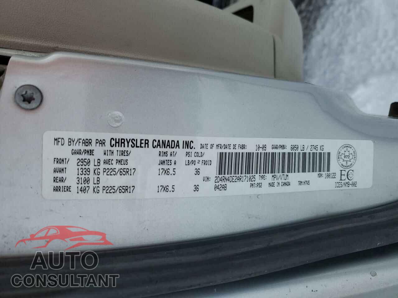 DODGE CARAVAN 2010 - 2D4RN4DE2AR171025