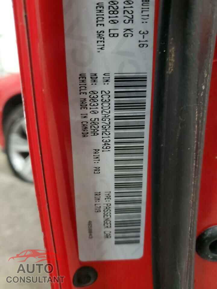 DODGE CHALLENGER 2016 - 2C3CDZAG7GH213491