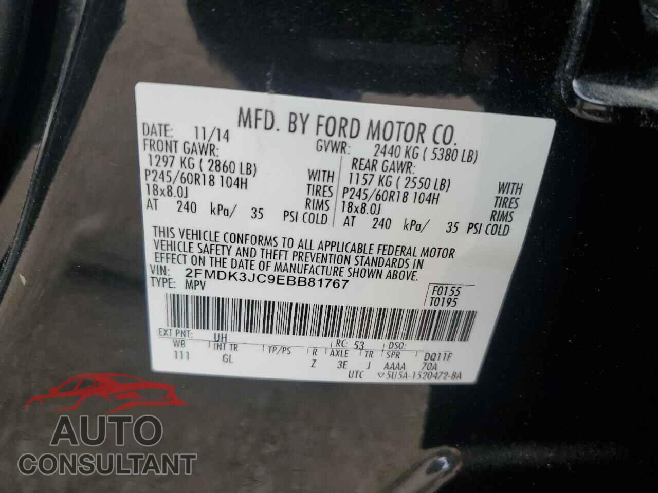 FORD EDGE 2014 - 2FMDK3JC9EBB81767