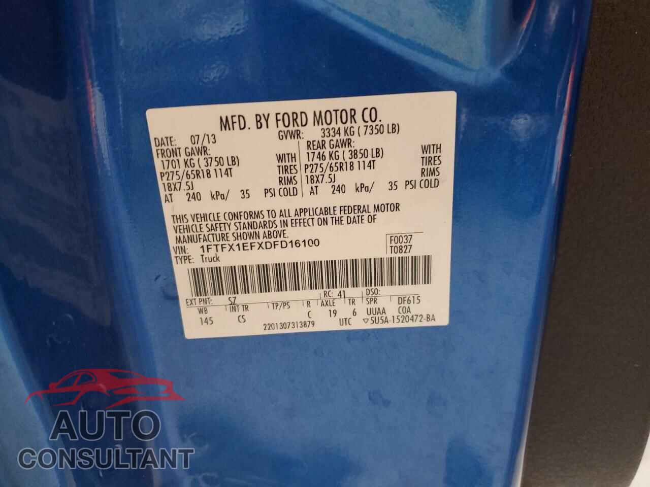 FORD F-150 2013 - 1FTFX1EFXDFD16100