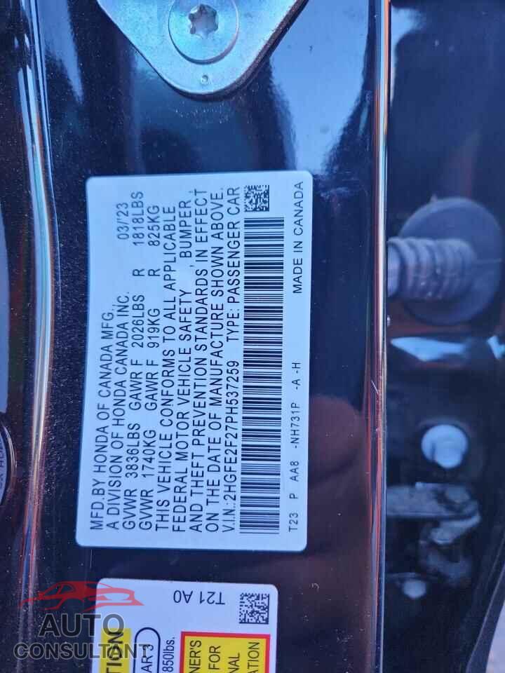 HONDA CIVIC 2023 - 2HGFE2F27PH537259
