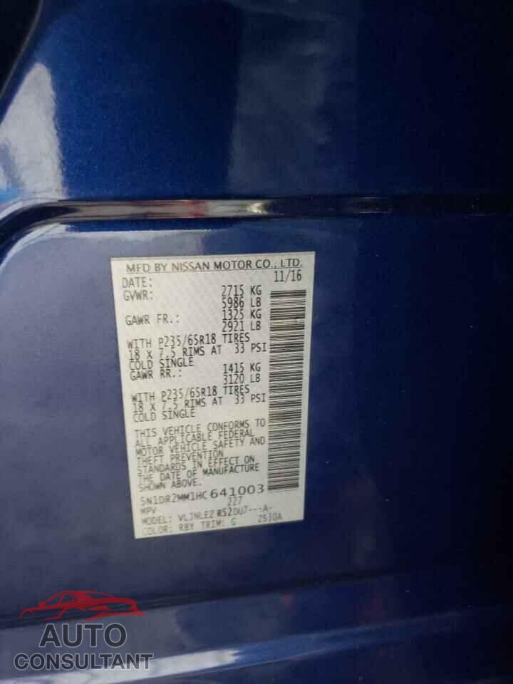 NISSAN PATHFINDER 2017 - 5N1DR2MM1HC641003