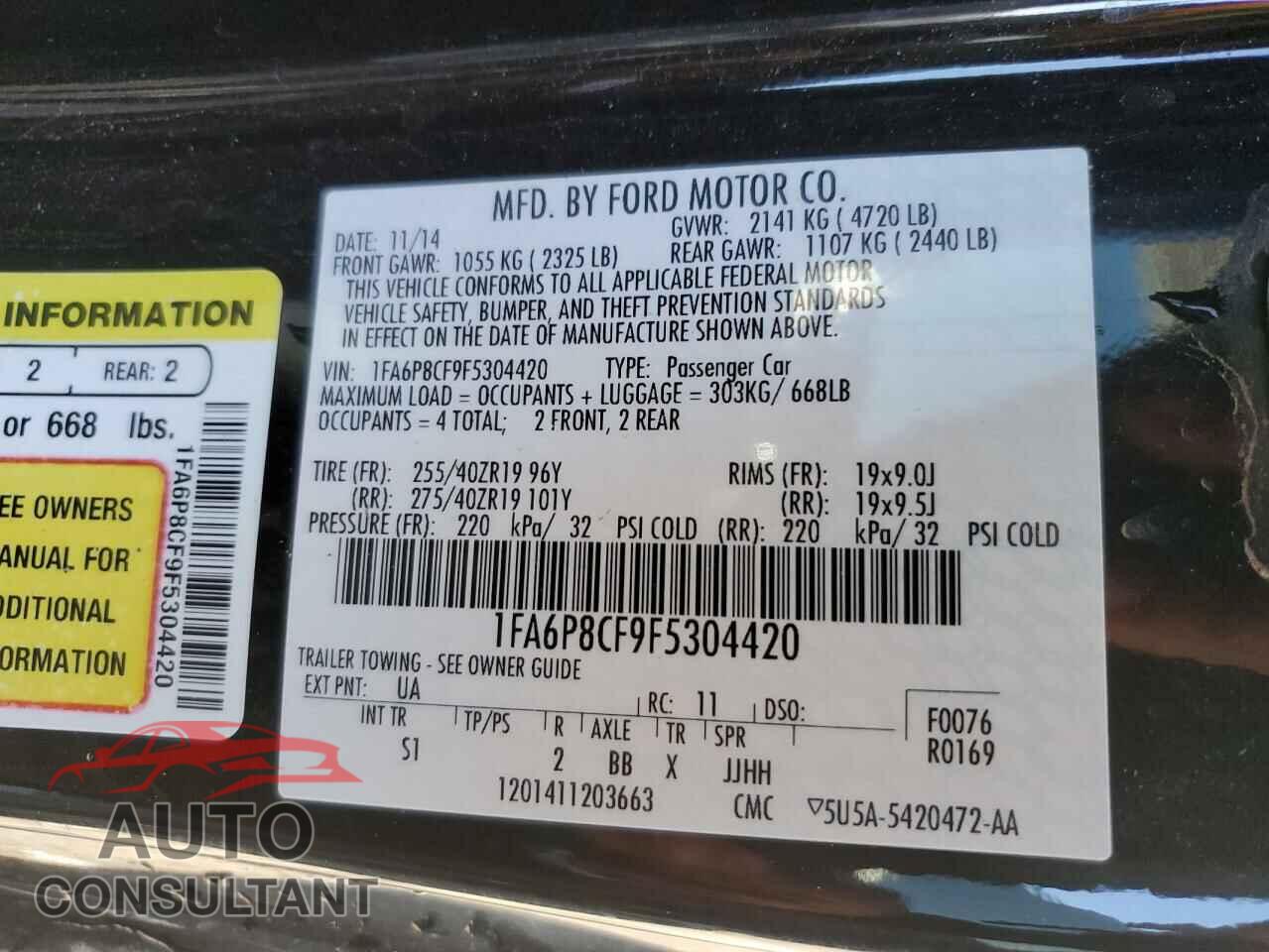 FORD MUSTANG 2015 - 1FA6P8CF9F5304420