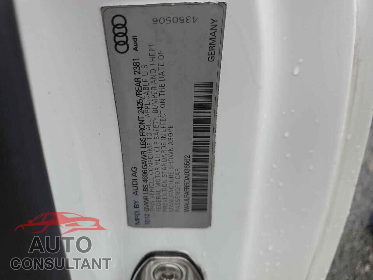 AUDI A5 2013 - WAULFAFR5DA036562