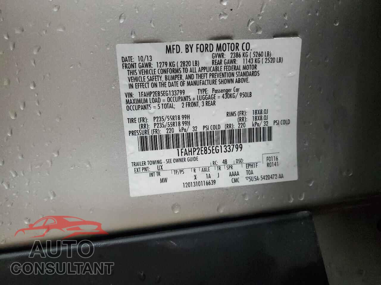 FORD TAURUS 2014 - 1FAHP2E85EG133799